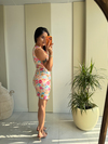 Çiçekli  Jean Elbise