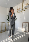 Çizgili Blazer Takım Antrasit