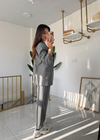 Çizgili Blazer Takım Antrasit