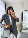 Çizgili Blazer Takım Antrasit