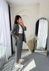 Çizgili Blazer Takım Antrasit