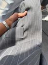 Çizgili Blazer Takım Antrasit