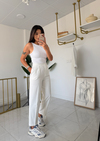 Çizgili Blazer Takım Beyaz