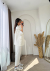 Çizgili Blazer Takım Krem(ÖNSİPARİŞ)