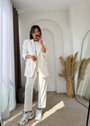 Çizgili Blazer Takım Krem(ÖNSİPARİŞ)