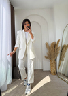 Çizgili Blazer Takım Krem(ÖNSİPARİŞ)