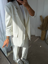 Çizgili Blazer Takım Krem(ÖNSİPARİŞ)