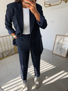 Çizgili Blazer Takım Lacivert 