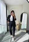 Çizgili Blazer Takım Lacivert 