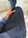 Çizgili Blazer Takım Lacivert 
