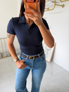 Dilvin Poloyaka Drapeli Bluz Lacivert 