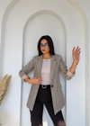 Ekoseli Kaşe Blazer Bej