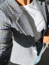 Ekoseli Kaşe Blazer Mavi