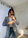 Ekoseli Kaşe Blazer Mavi