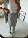 Feminen Çizgili Takım Gri
