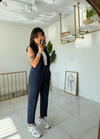 Feminen Çizgili Yelek Takım Lacivert 