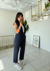 Feminen Çizgili Yelek Takım Lacivert 