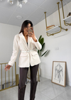 Kemerli Kürk Blazer Krem