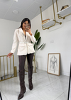 Kemerli Kürk Blazer Krem
