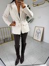 Kemerli Kürk Blazer Krem