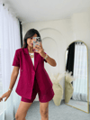 Keten Blazer Şort Takım