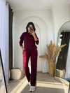 Leopar Oys Modal Takım Bordo