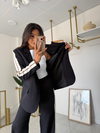 Şeritli Blazer Takım Siyah