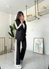 Şeritli Blazer Takım Siyah