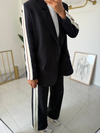 Şeritli Blazer Takım Siyah