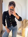 Ysl Gold Düğmeli Dokuma Triko Hırka Siyah
