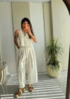 Zara Keten Yelek Takım Krem