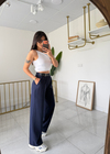 Zara Yan Kemerli Palazzo Lacivert 