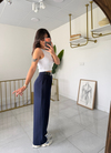Zara Yan Kemerli Palazzo Lacivert 