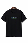 Anneler Günü Mom Çiçek Temalı Baskılı Oversize Bisiklet Yaka T-shirt - Siyah