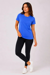 Basic Bisiklet Yaka Yazlık Slim Fit T-Shirt - Mavi - Hardal Sarısı