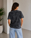 Batik Desenli Tişört Bisiklet Yaka Kısa Kol Regular Fit T-shirt - Siyah