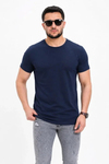 Erkek Basic Tişört Bisiklet Yaka Kısa Kol Günlük Yazlık Slim Fit T-Shirt - Lacivert