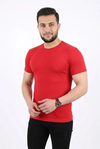 Erkek Basic Tişört Bisiklet Yaka Kısa Kol Günlük Yazlık Slim Fit T-Shirt - Kırmızı