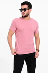 Erkek Basic Tişört Bisiklet Yaka Kısa Kol Günlük Yazlık Slim Fit T-Shirt - Pembe