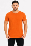 Erkek Basic Tişört Bisiklet Yaka Kısa Kol Günlük Yazlık Slim Fit T-Shirt - Turuncu
