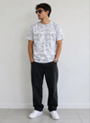 Erkek Batik Desenli Tişört Bisiklet Yaka Kısa Kol Regular Fit T-shirt - Gri