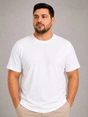 Erkek Battal Big Size Basic Tişört Bisiklet Yaka Rahat Kalıp T-Shirt - Beyaz