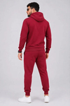 Erkek İki İplik Kapüşonlu Kanguru Cepli Sweatshirt Jogger Pantolon Alt Üst Eşofman Takımı -Bordo