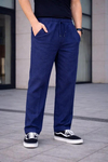 Erkek Keten Cepli Çıma Dikişli Jogger Buggy Pantalon Rahat Kalıp - Lacivert
