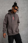 Erkek Maske Baskılı Kapüşonlu Sweat - Gri