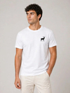 Erkek Minimal Geyik Logolu Tişört Bisiklet Yaka Kısa Kol Yazlık T-Shirt - Beyaz