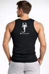 Erkek Spor Fitilli Atlet 2li Set Siyah Ve Beyaz Slim Fit Kaşkorse Arka Baskılı Spor Atlet