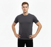 Erkek T-Shirt Bisiklet Yaka Slim Fit Dar Kesim Likralı Tişört Günlük Basic Body - Füme