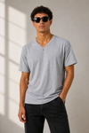 Erkek V Yaka Basic Tişört Kısa Kol Yazlık Regular Fit T-Shirt - Gri