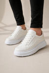 JY507 Dara Bağcıklı Cilt Erkek Günlük Sneaker Ayakkabı CBT Beyaz